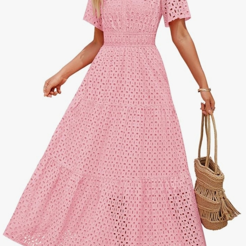 Elegant Pink Lace Maxi Dress